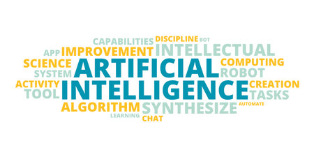 ARTIFICIAL INTELLIGENCE word cloud concept. vector illustrationのイラスト素材