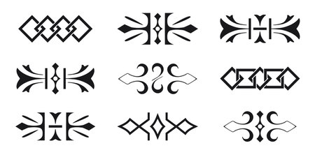 Set of decorative divider elements. Border modern collection. Vector.のイラスト素材
