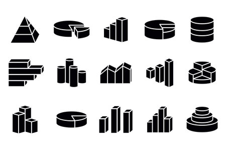 Analysis, Statistics icons. Chart, Report and Service signs. Data and Presentation symbols.のイラスト素材