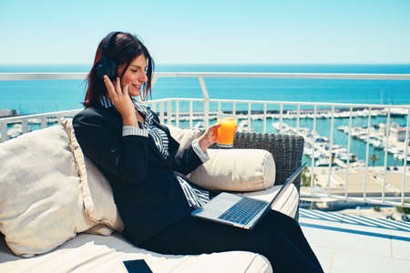 young business woman working in a beautiful locationsの写真素材