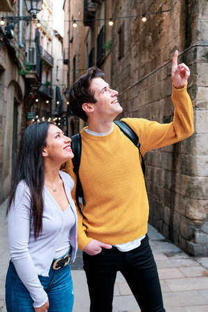 Young couple enjoying a walk together.の写真素材