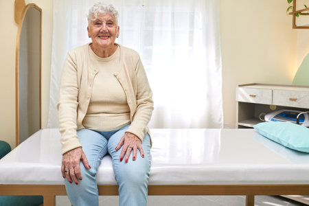 Friendly senior woman waiting for a medical examination