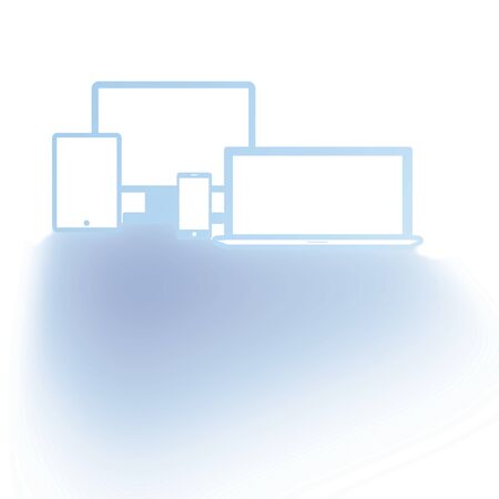 personal devices made in blue with a shadowの写真素材