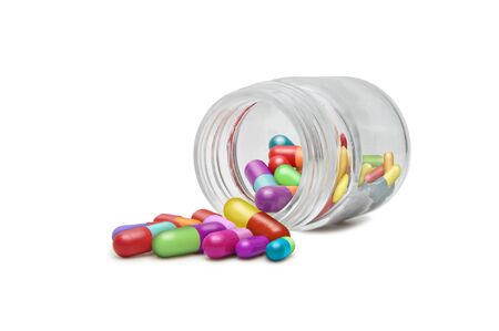Capsules in a small recipient of glass.の写真素材