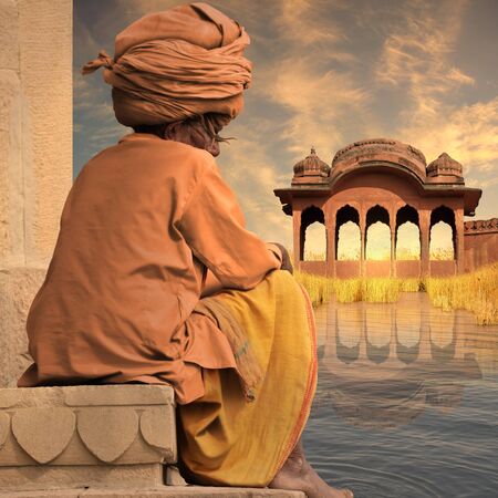 Indian traditional architecture on the Ganges river.の写真素材