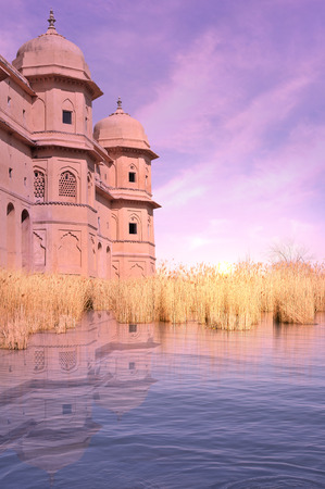 Typical indian castle on the Ganges river.のeditorial素材