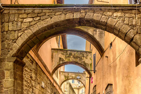 Amazing landscape with the street in Viterboの写真素材