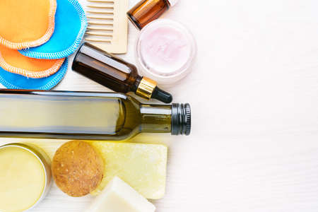 Body care products in recyling and reusing package. Zero waste and low impact conceptの写真素材