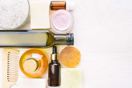 Body care products in recyling and reusing package. Zero waste and low impact conceptの写真素材