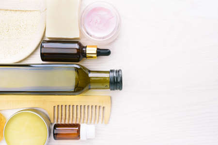 Body care products in recyling and reusing package. Zero waste and low impact conceptの写真素材