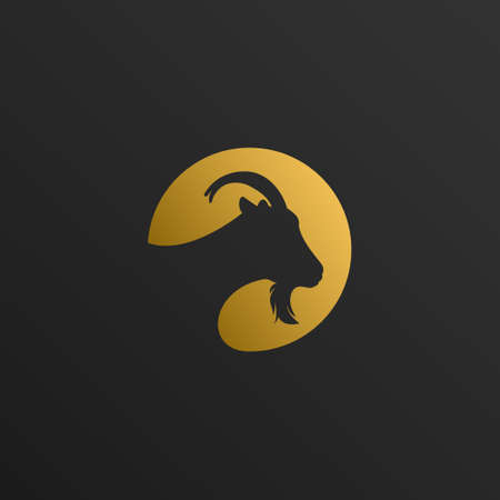 Goat logo circle negative spaceのイラスト素材