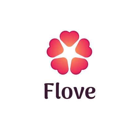 Flower love logo with heart icons made a shape of flower blossomのイラスト素材