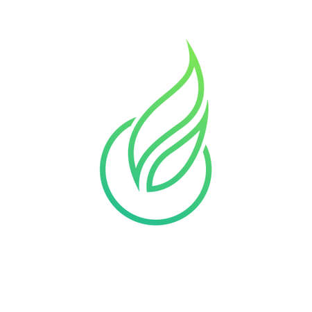 Nature logo with circle and leaf outline iconのイラスト素材