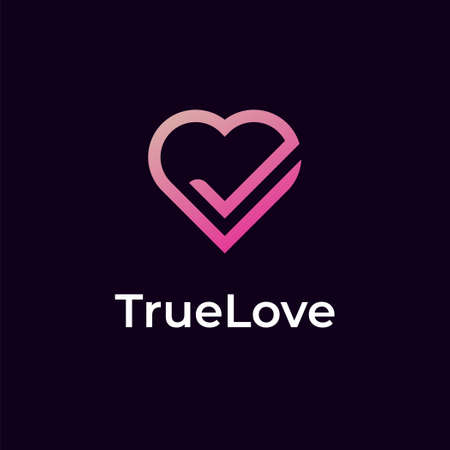 true love logo with true sign and heartのイラスト素材