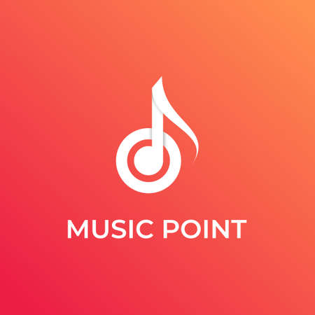 Music point logo created by music tune symbol and centered point symbolのイラスト素材