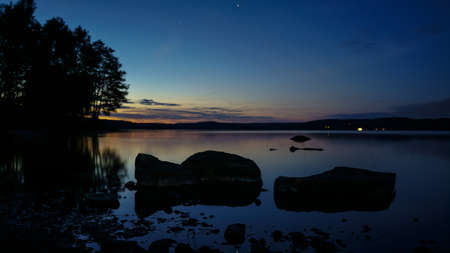Sunset Lake Swedenの写真素材