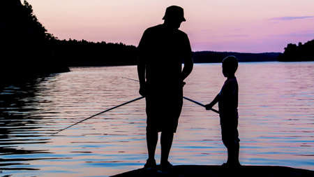 Father and son silhouetteの写真素材