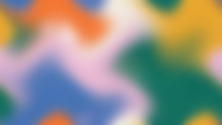 Softly blurred abstract background with organic shapes in bold colors including orange, yellow,...