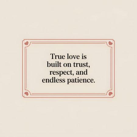 A quote about love is centered within a decorative red border featuring small hearts on a cream...
