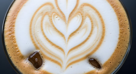 20260223 showing latte with heart and swirl pattern and coffee beans. resolution