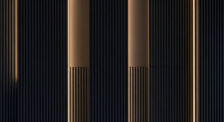 Abstract background with golden stripes and lines. 3d render illustration.の写真素材