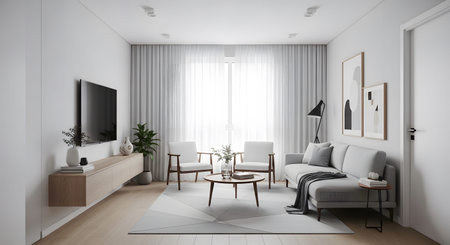 Stock showing contemporary living room with tv and sectional sofa. resolution