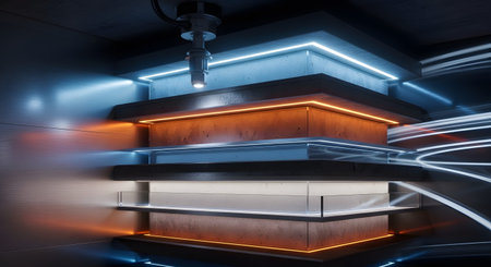 Futuristic abstract structure with neon lights and motion blur. resolution...