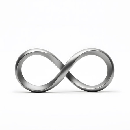 Background showing silver infinity symbol sculpture on white background. resolution