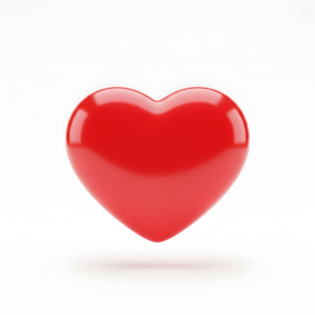 Red heart isolated on white background. 3d render. Love concept.
