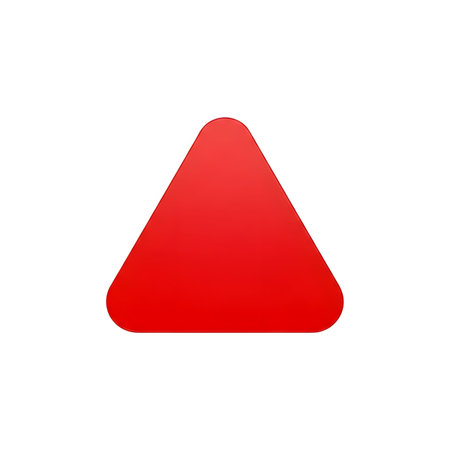 Red triangle icon on white background. Vector illustration. Eps 10.