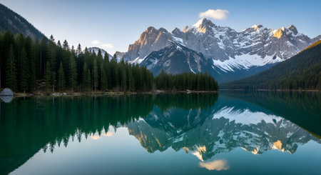 Mountain lake with reflection in Banff National Park, Alberta, Canada