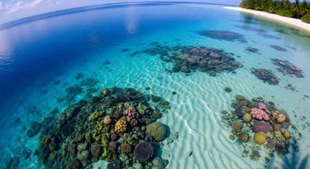 Beautiful tropical coral reef in the Maldives, Indian Ocean.