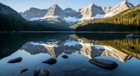 Glacier National Park, Montana, USA. Reflection in the lake.