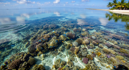 The underwater world of the Maldives, coral reef and marine fish