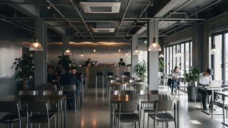 Group of business people working together in a modern co-working space