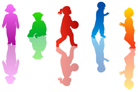Kids silhouettesのイラスト素材