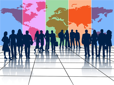 Business people and mapのイラスト素材