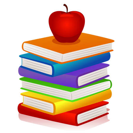 Apple on stack of booksのイラスト素材