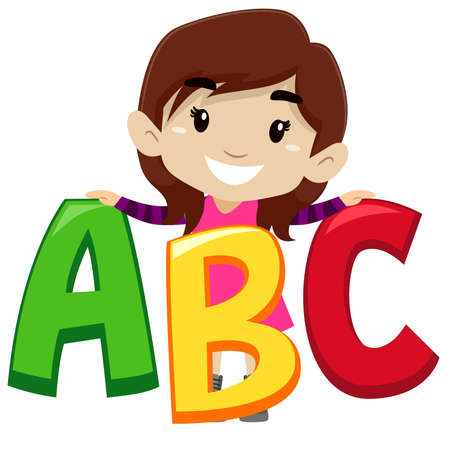 Kid holding lettersのイラスト素材