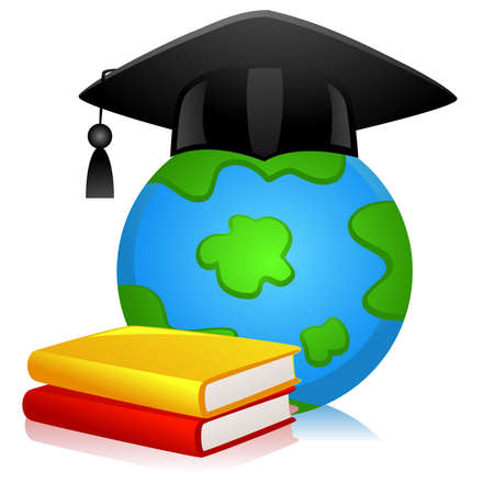 Illustration of Earth and Booksのイラスト素材