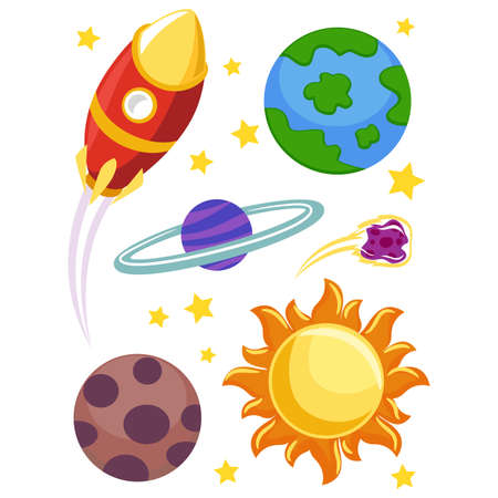 Vector Illustration of Outer Space Elementsのイラスト素材