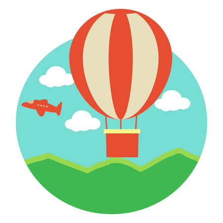 Vector Illustration of Hot Air Balloonのイラスト素材