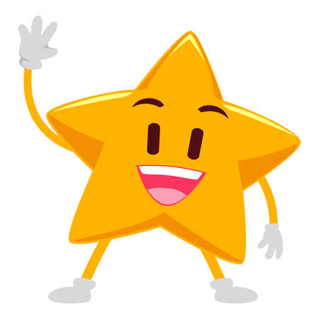 Vector Illustration of a happy Star Waving Handのイラスト素材