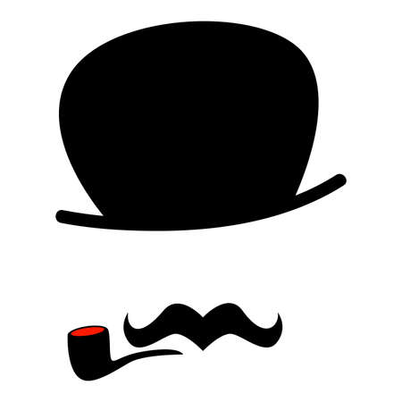 Vector Illustration of a Hipster Man with Mustache and Cigaretteのイラスト素材