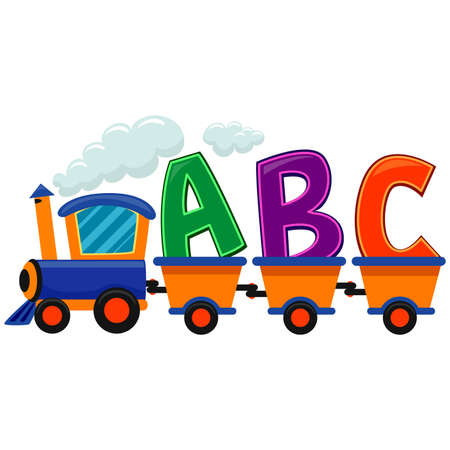 Colorful Vector Illustration of Train with ABCのイラスト素材