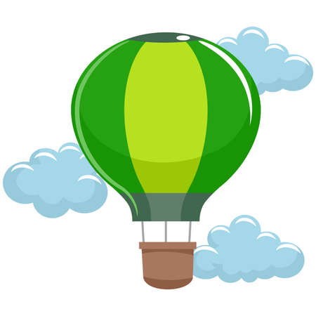 Vector Illustration of Hot Air Balloon and Cloudsのイラスト素材