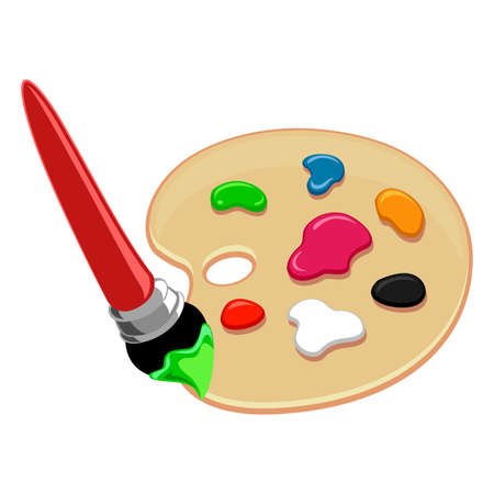 Vector Illustration of Color Palette and Paintbrushのイラスト素材