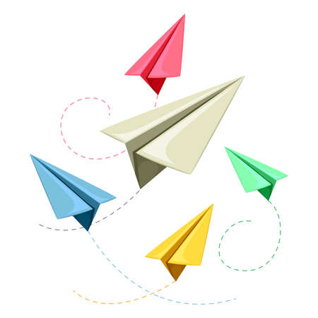 Vector Illustration of Colorful Paper Planeのイラスト素材