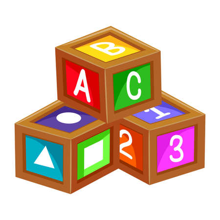 Vector Illustration of Educational Blocks Alphabet 123のイラスト素材