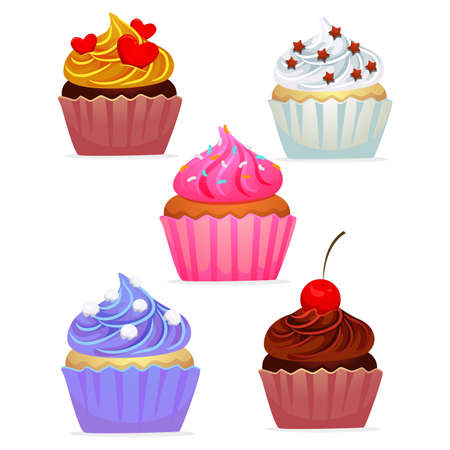 Vector Illustration of Different Cupcakesのイラスト素材